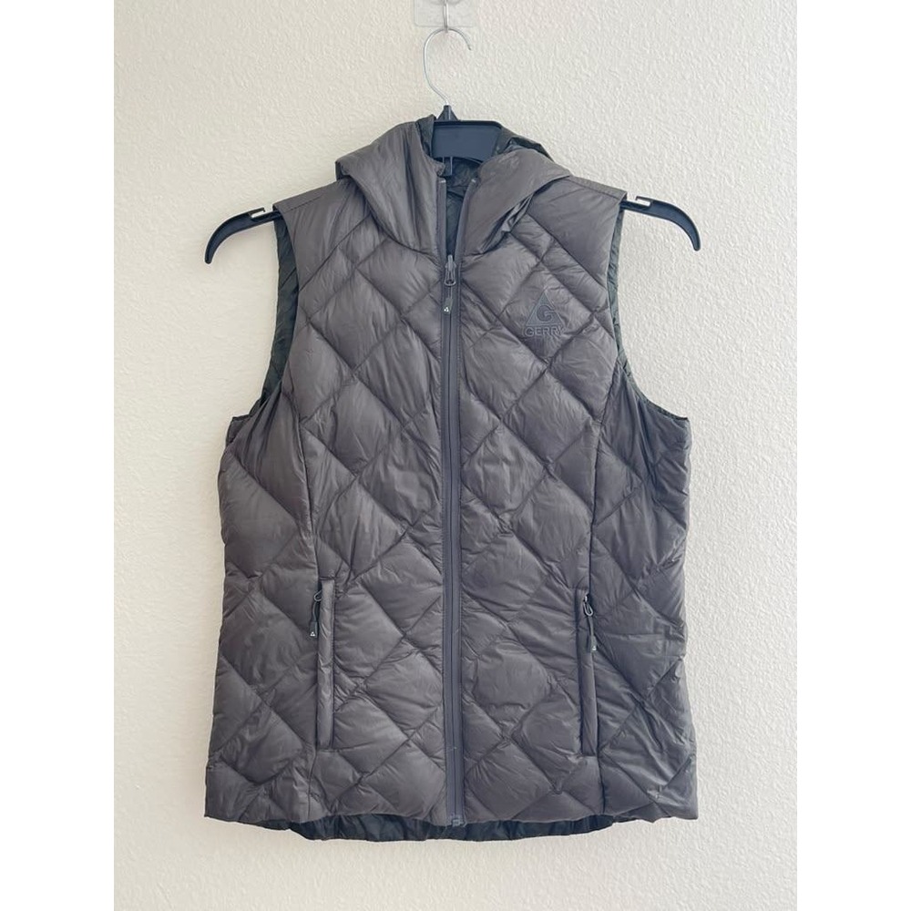 Gerry Reversible Womens Puffer Vest Cypress Green Camo Hooded 90% Duck Down S